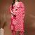 Womens red self design cotton fabric kurta set 3/4 sleeves v-neck
