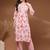 Womens off white self design cotton fabric kurta set 3/4 sleeves v-neck