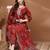 Womens red self design cotton fabric kurta set 3/4 sleeves round neck