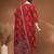 Womens red self design cotton fabric kurta set 3/4 sleeves round neck
