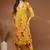 Womens yellow self design cotton fabric kurta set 3/4 sleeves v-neck