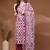 Womens purple self design cotton fabric kurta set 3/4 sleeves v-neck