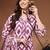 Womens purple self design cotton fabric kurta set 3/4 sleeves v-neck