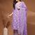 Womens purple self design cotton fabric kurta set 3/4 sleeves round neck