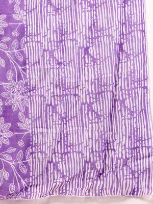 Womens purple self design cotton fabric kurta set 3/4 sleeves round neck 4
