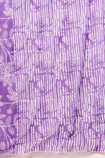Womens purple self design cotton fabric kurta set 3/4 sleeves round neck