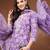 Womens purple self design cotton fabric kurta set 3/4 sleeves round neck