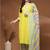 Womens yellow self design cotton fabric kurta set 3/4 sleeves round neck