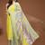 Womens yellow self design cotton fabric kurta set 3/4 sleeves round neck