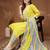 Womens yellow self design cotton fabric kurta set 3/4 sleeves round neck