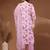 Womens white self design cotton fabric kurta set 3/4 sleeves round neck