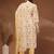 Womens off white self design cotton fabric kurta set 3/4 sleeves round neck