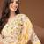 Womens off white self design cotton fabric kurta set 3/4 sleeves round neck