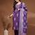 Womens purple self design cotton fabric kurta set 3/4 sleeves round neck