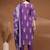 Womens purple self design cotton fabric kurta set 3/4 sleeves round neck