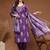 Womens purple self design cotton fabric kurta set 3/4 sleeves round neck
