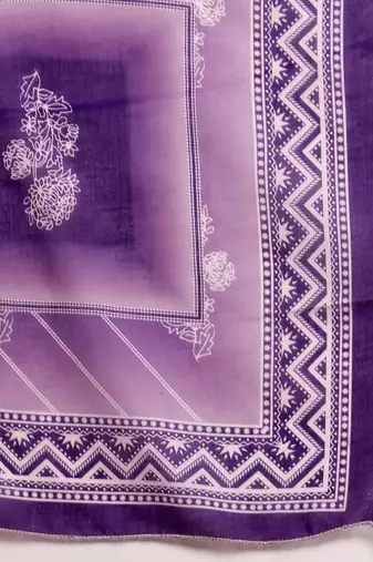 Womens purple self design cotton fabric kurta set 3/4 sleeves round neck