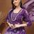 Womens purple self design cotton fabric kurta set 3/4 sleeves round neck