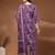 Womens purple self design cotton fabric kurta set 3/4 sleeves round neck