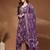 Womens purple self design cotton fabric kurta set 3/4 sleeves round neck