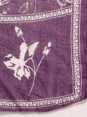 Womens purple self design cotton fabric kurta set 3/4 sleeves round neck 4