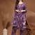 Womens purple self design cotton fabric kurta set 3/4 sleeves round neck