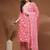 Womens red self design cotton fabric kurta set 3/4 sleeves round neck