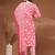 Womens red self design cotton fabric kurta set 3/4 sleeves round neck