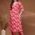 Womens red self design cotton fabric kurta set 3/4 sleeves v-neck