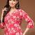 Womens red self design cotton fabric kurta set 3/4 sleeves v-neck