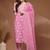 Womens pink self design cotton fabric kurta set 3/4 sleeves round neck