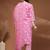 Womens pink self design cotton fabric kurta set 3/4 sleeves round neck