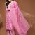 Womens pink self design cotton fabric kurta set 3/4 sleeves round neck