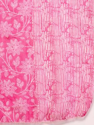 Womens pink self design cotton fabric kurta set 3/4 sleeves round neck 4