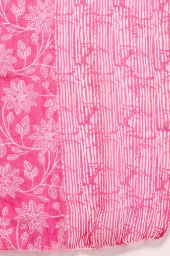 Womens pink self design cotton fabric kurta set 3/4 sleeves round neck