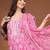 Womens pink self design cotton fabric kurta set 3/4 sleeves round neck