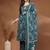 Womens teal self design cotton fabric kurta set 3/4 sleeves round neck