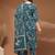 Womens teal self design cotton fabric kurta set 3/4 sleeves round neck