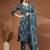 Womens teal self design cotton fabric kurta set 3/4 sleeves round neck