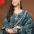 Womens teal self design cotton fabric kurta set 3/4 sleeves round neck