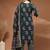 Womens green self design cotton fabric kurta set 3/4 sleeves round neck