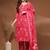 Womens pink self design cotton fabric kurta set 3/4 sleeves round neck
