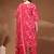 Womens pink self design cotton fabric kurta set 3/4 sleeves round neck