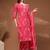 Womens pink self design cotton fabric kurta set 3/4 sleeves round neck