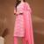 Womens pink self design cotton fabric kurta set 3/4 sleeves round neck