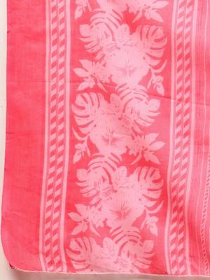 Womens pink self design cotton fabric kurta set 3/4 sleeves round neck 4