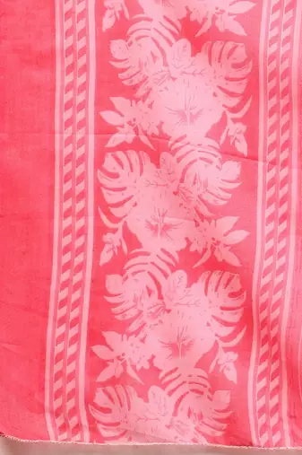 Womens pink self design cotton fabric kurta set 3/4 sleeves round neck