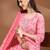 Womens pink self design cotton fabric kurta set 3/4 sleeves round neck