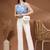 Womens blue self design cotton fabric tops 3/4 sleeves v-neck