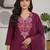 Womens maroon self design cotton fabric kurta set 3/4 sleeves v-neck